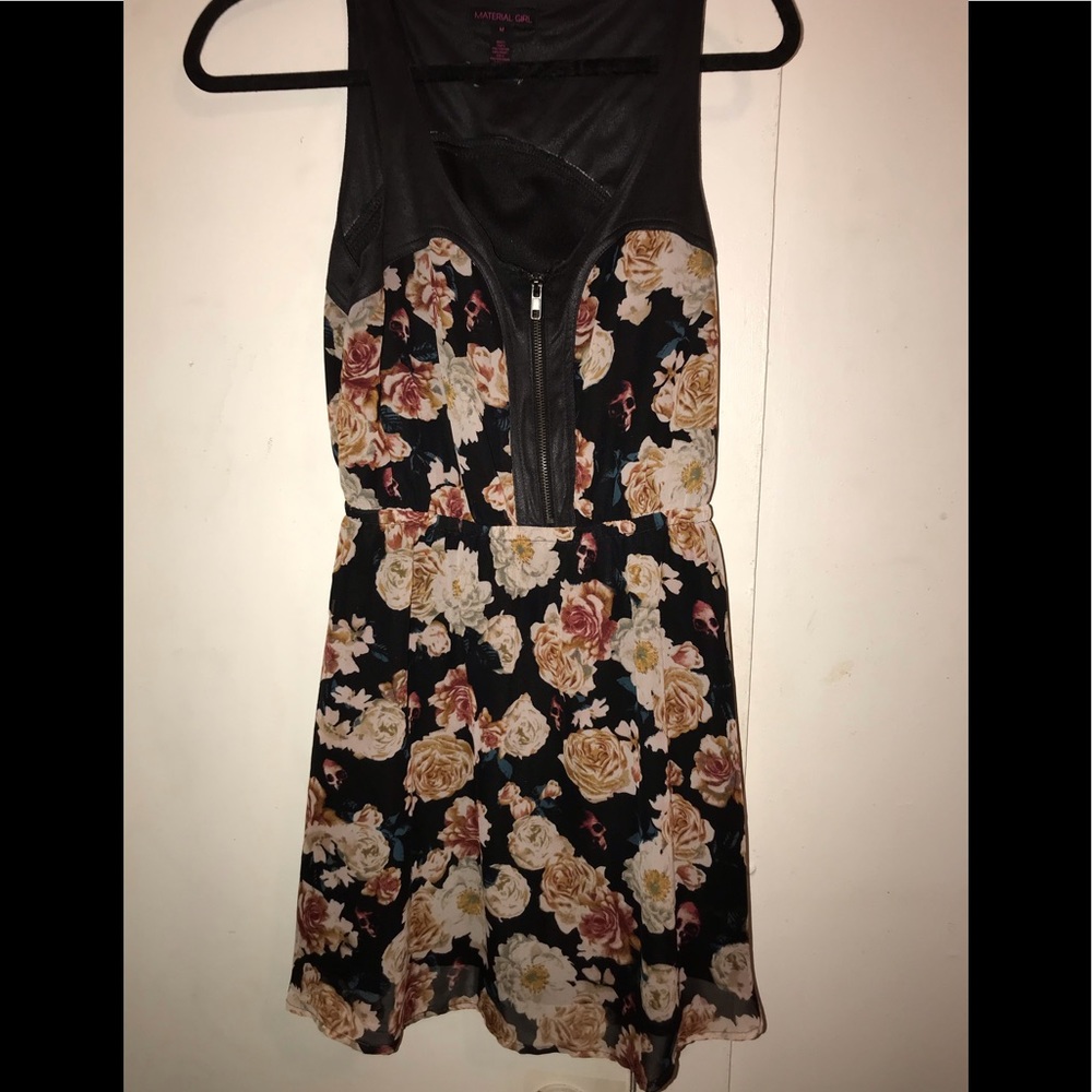 Floral Faux Brushed Leather Dress
